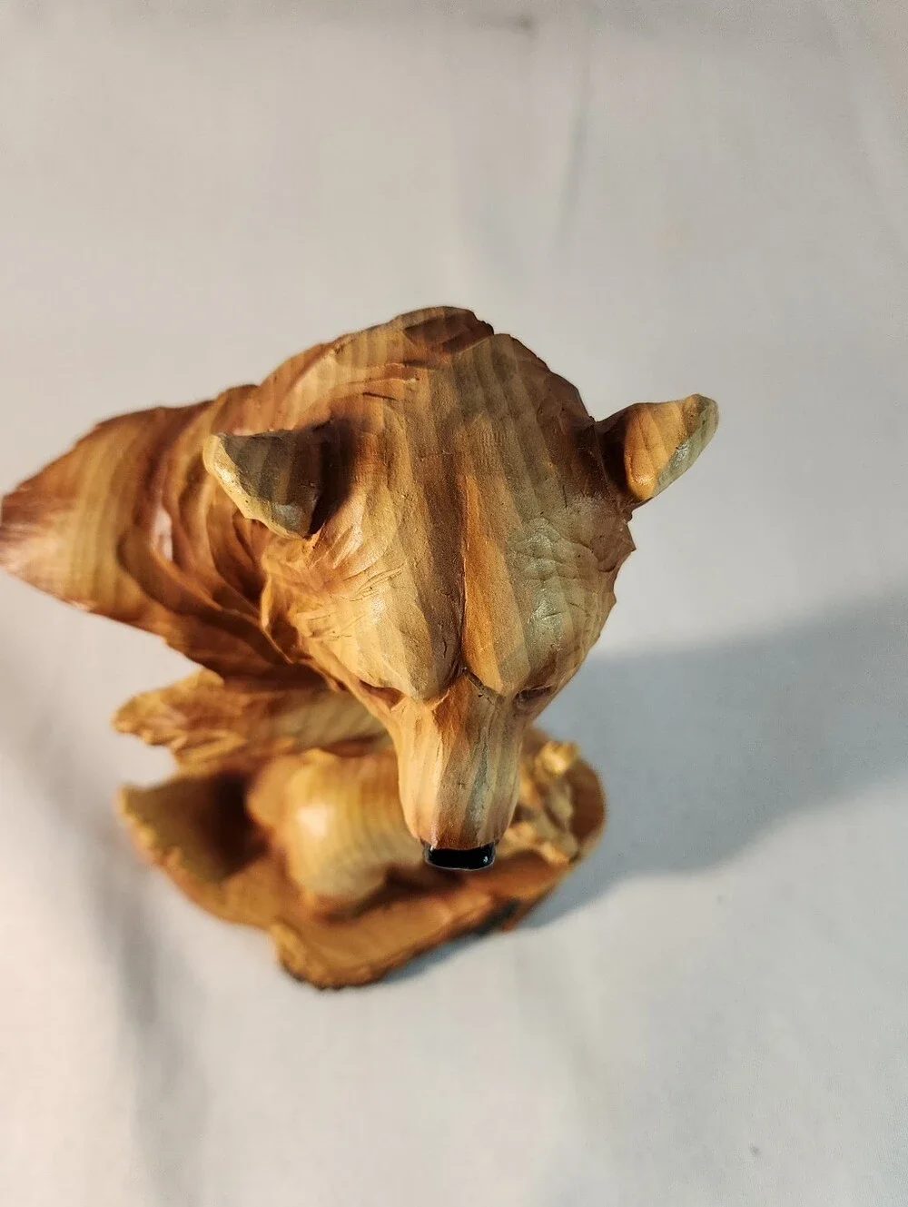 Zeckos Carved Wood Look Mother Bear and Cub Tabletop Statue